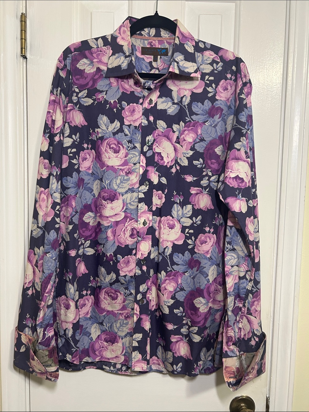 Ted Baker Men’s Floral Button-Down Shirt - Purple/Pink, 17x43.5